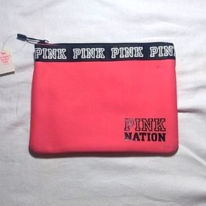 PINK VICTORIA'S SECRET CLUTCH BAG,PINK/BLACK...
